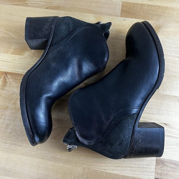 Moma Design Leather‎ Black Ankle Boots Block Heel Made in Italy Size 37 - Picture 9 of 13
